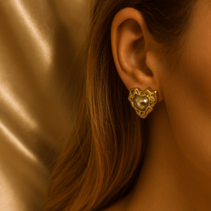 Gold Heart Stud Earrings