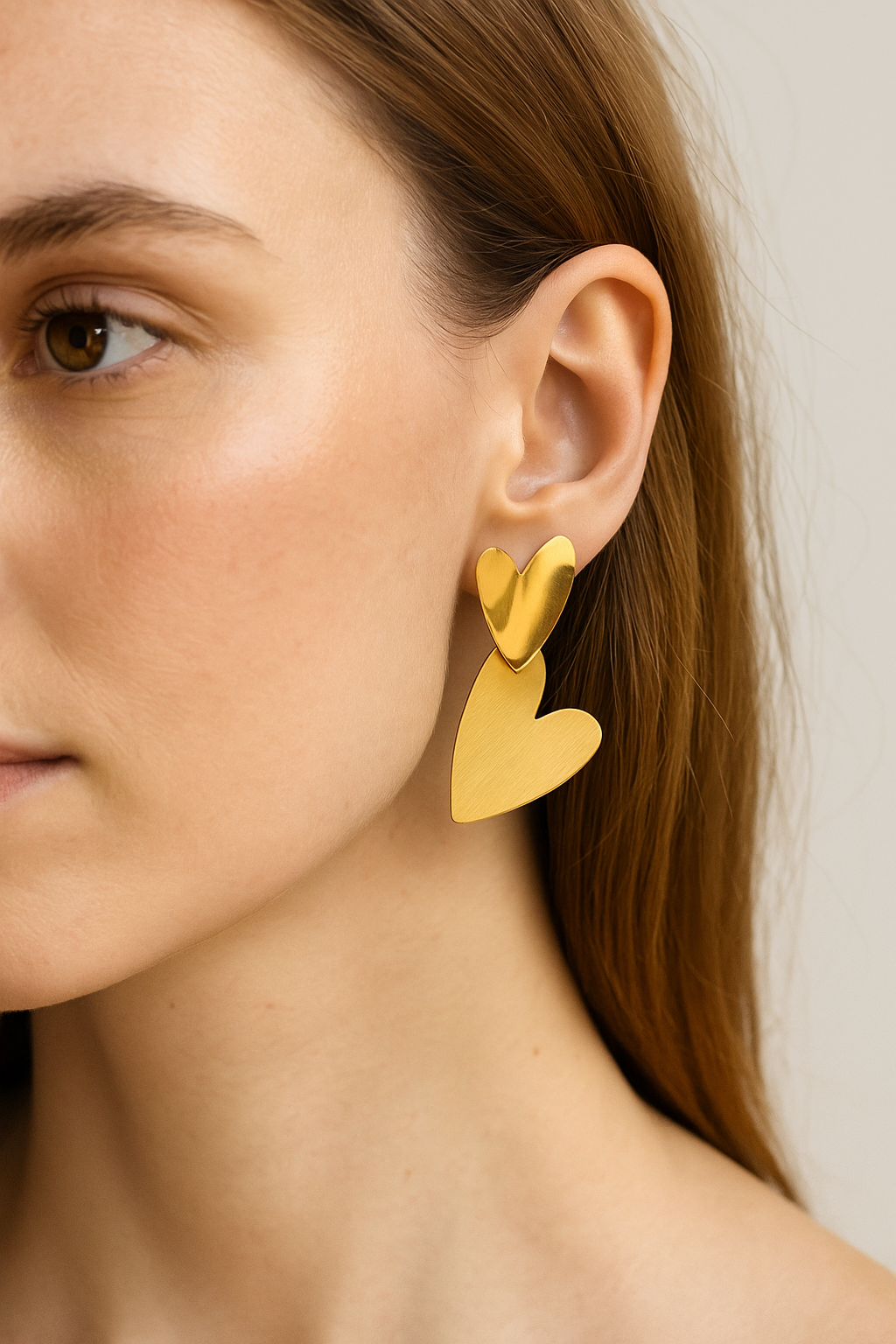 Double Heart Drop Earrings