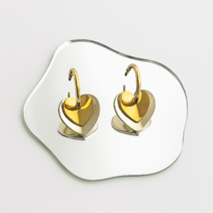 Silver-Gold Heart Hoop Earrings