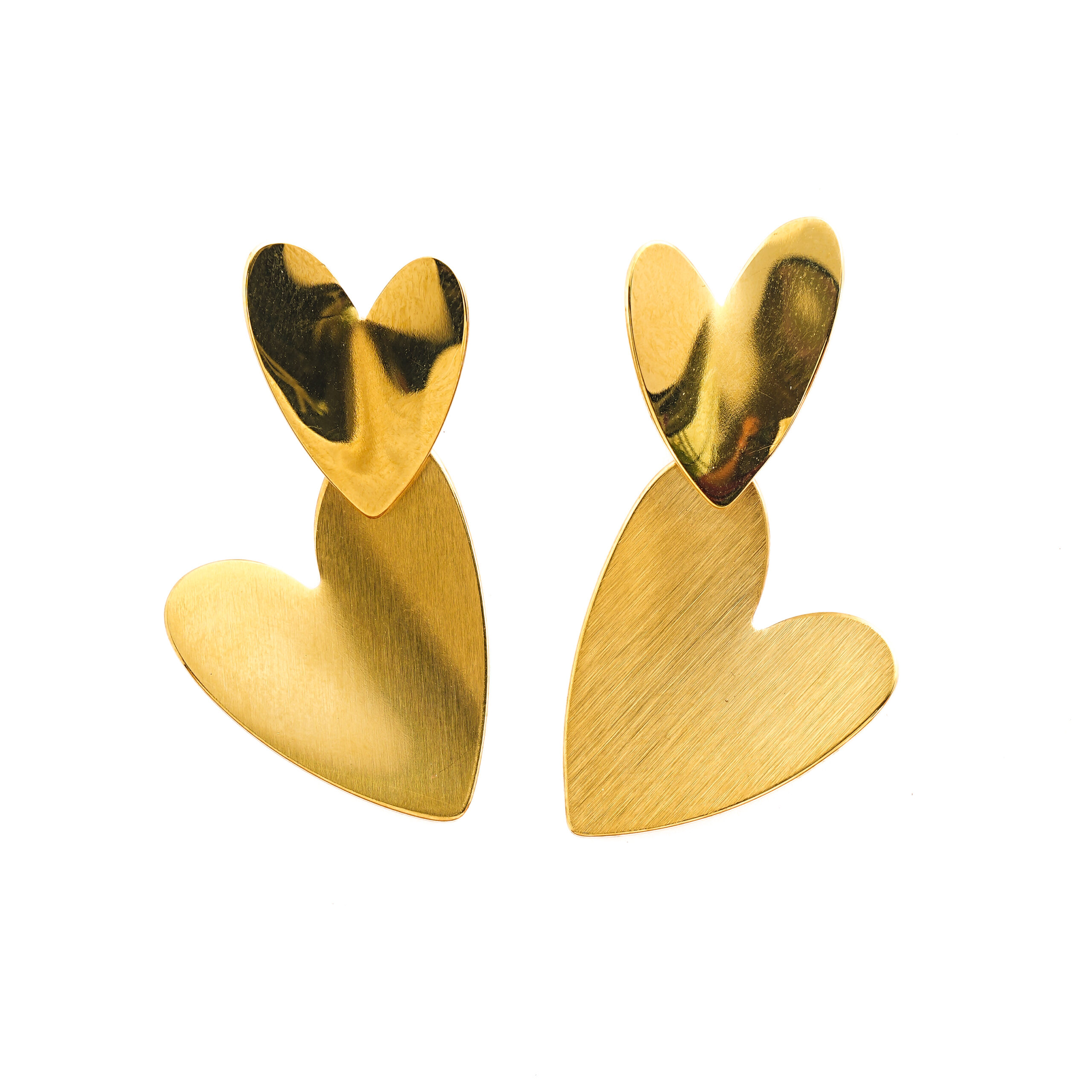 Double Heart Drop Earrings - Image 2