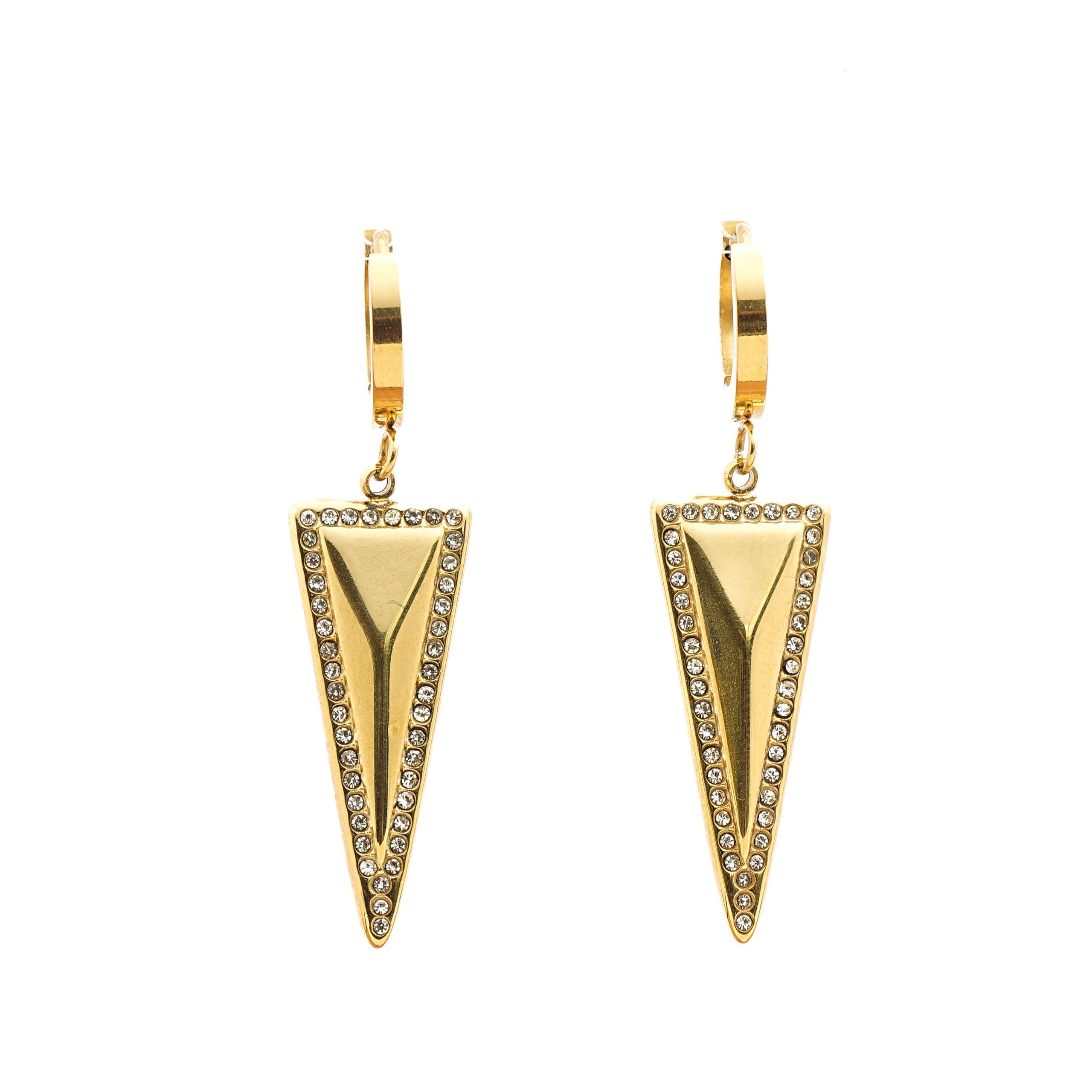Golden Edge Triangle Hoops - Image 2