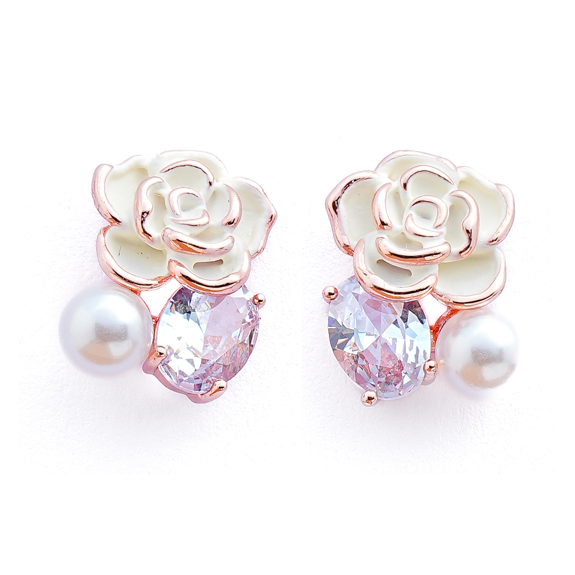 White Rose Dome Studs